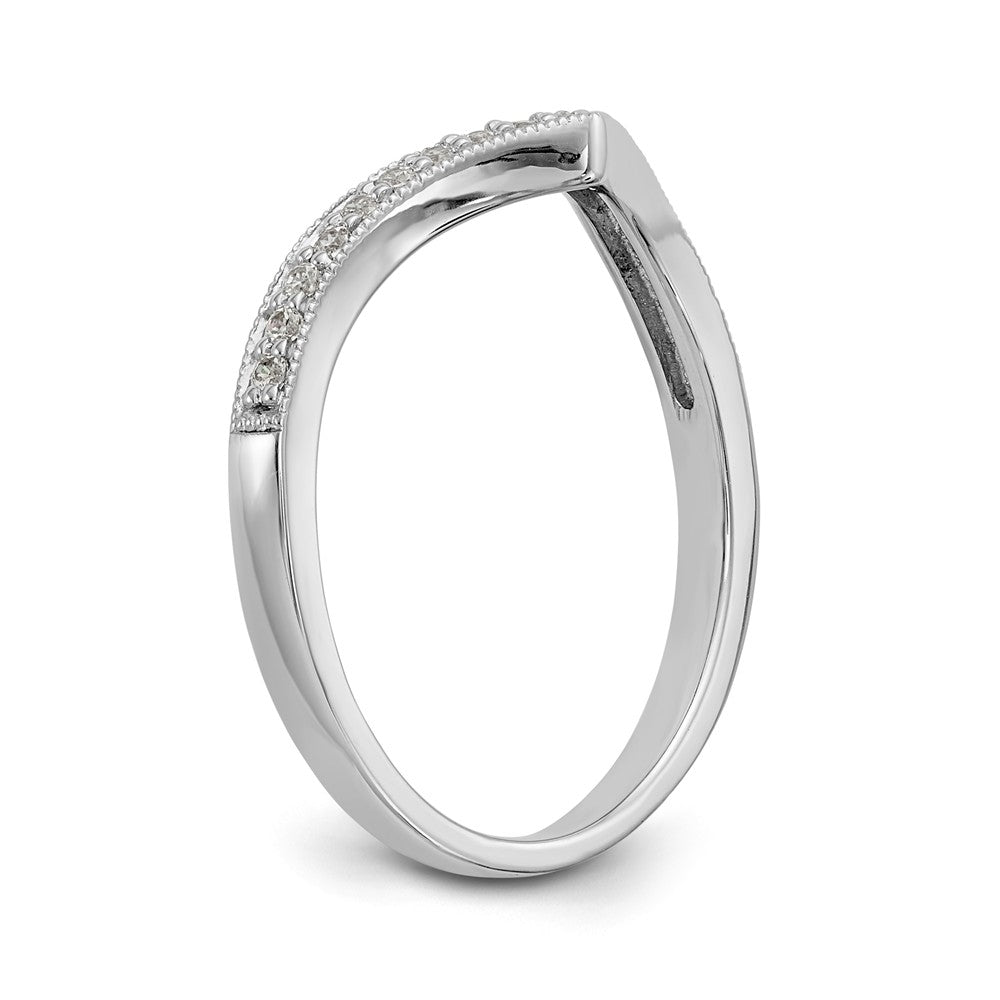 14K White Gold 1/8 carat Diamond Contoured Complete Wedding Band - 7