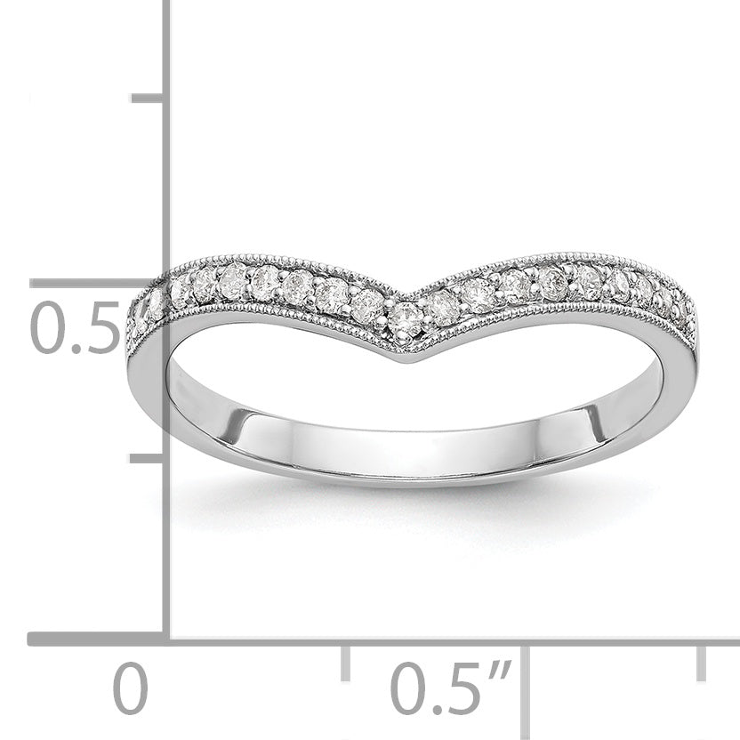 14K White Gold 1/8 carat Diamond Contoured Complete Wedding Band