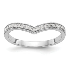 14K White Gold 1/8 carat Diamond Contoured Complete Wedding Band - 7