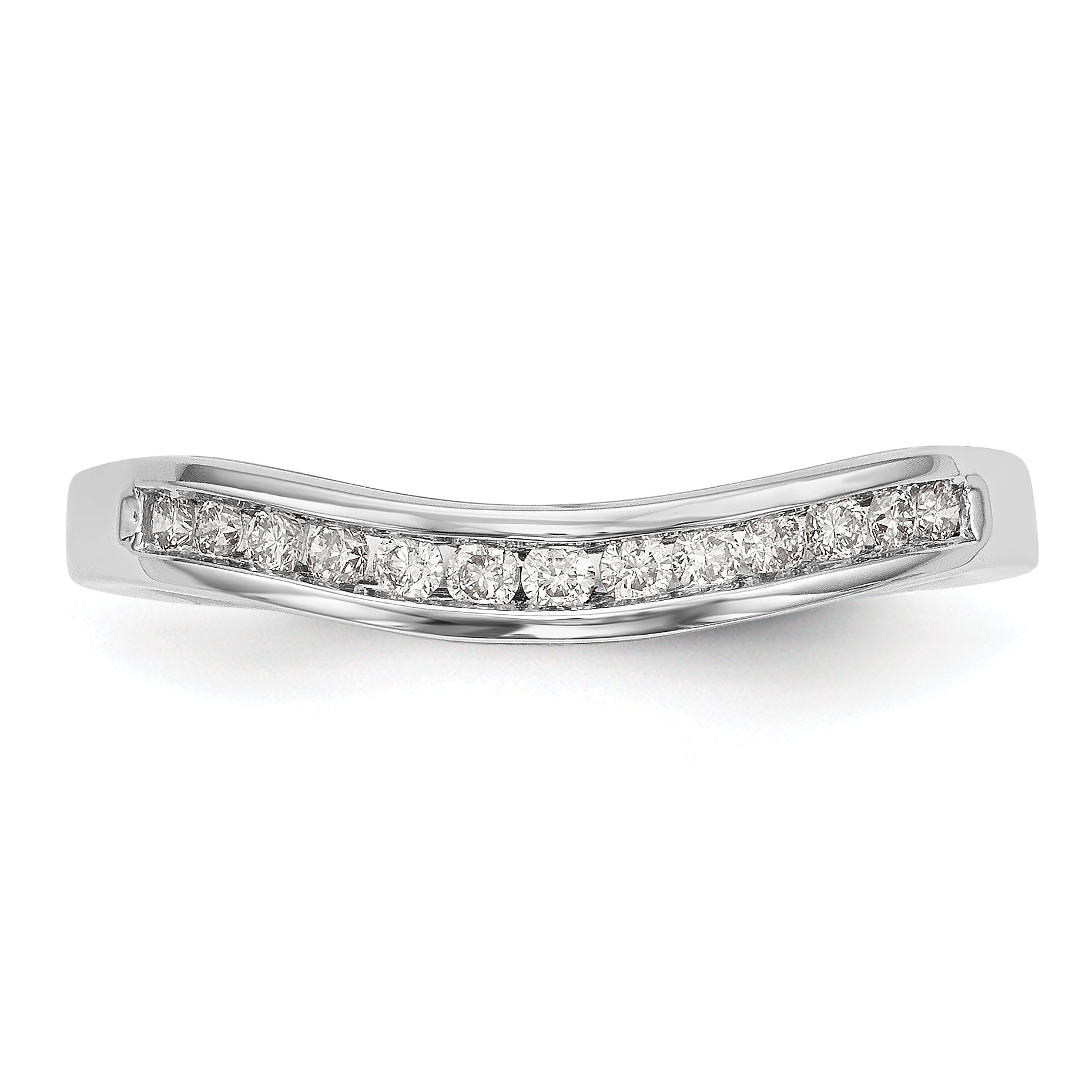 14K White Gold Channel-set 1/5 carat Diamond Contoured Complete Wedding Band