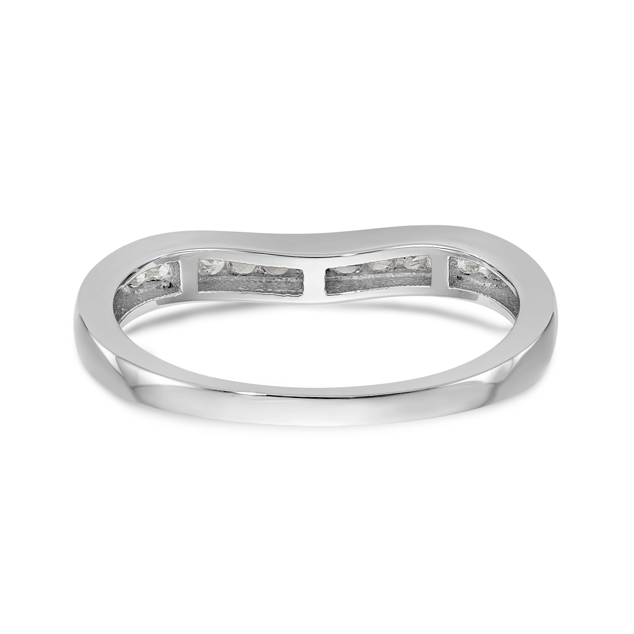14K White Gold Channel-set 1/5 carat Diamond Contoured Complete Wedding Band