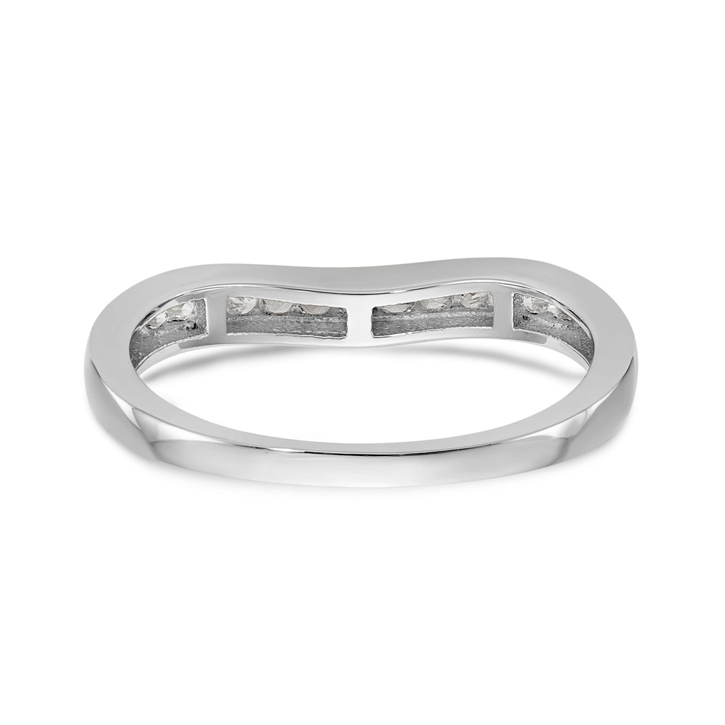 14K White Gold Channel-set 1/5 carat Diamond Contoured Complete Wedding Band