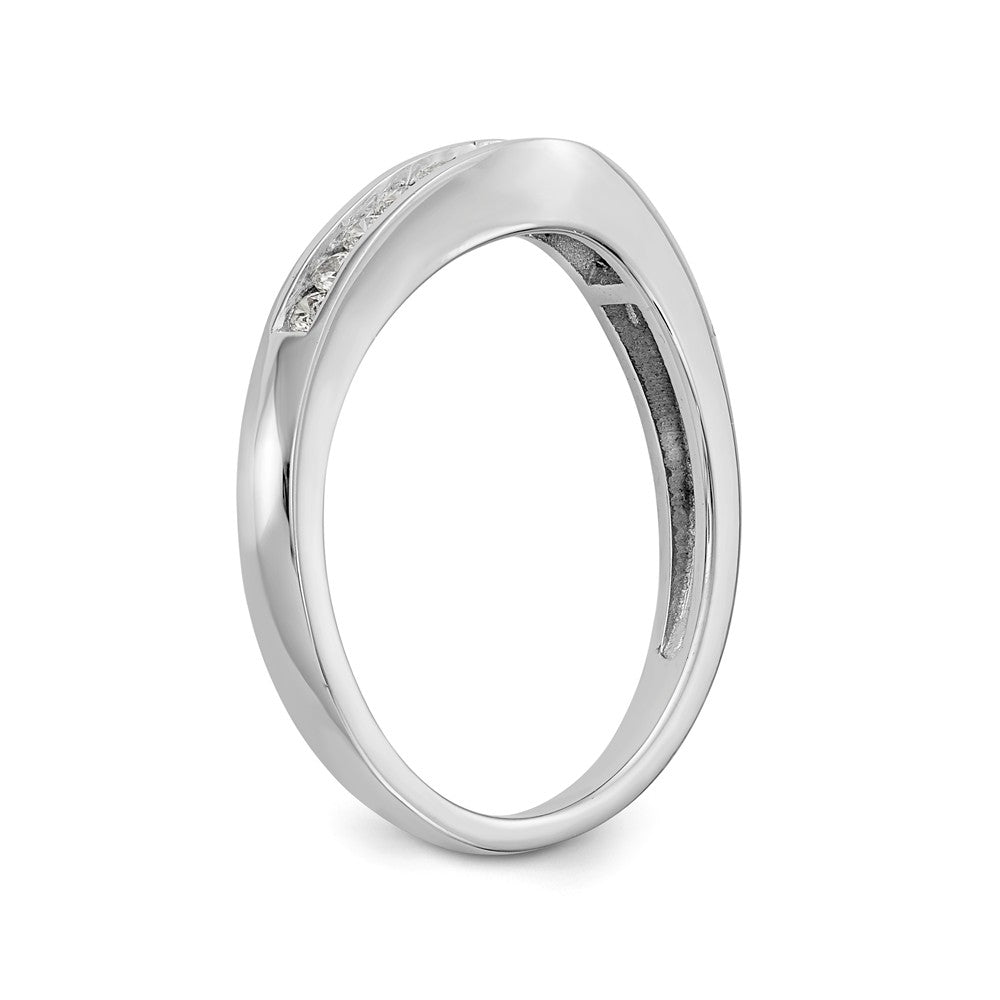14K White Gold Channel-set 1/5 carat Diamond Contoured Complete Wedding Band