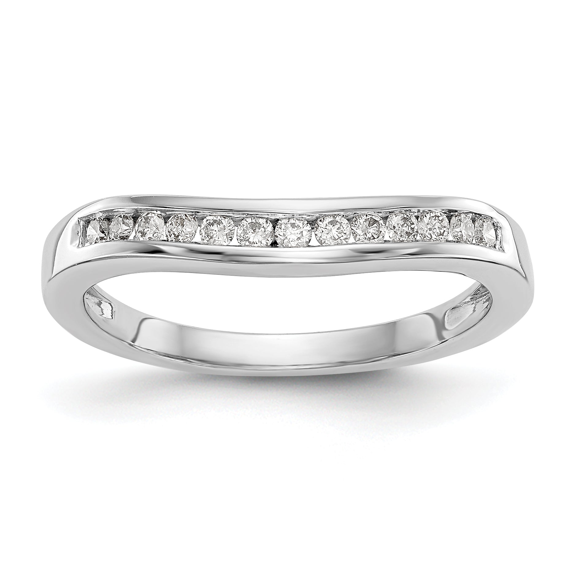 14K White Gold Channel-set 1/5 carat Diamond Contoured Complete Wedding Band Main image