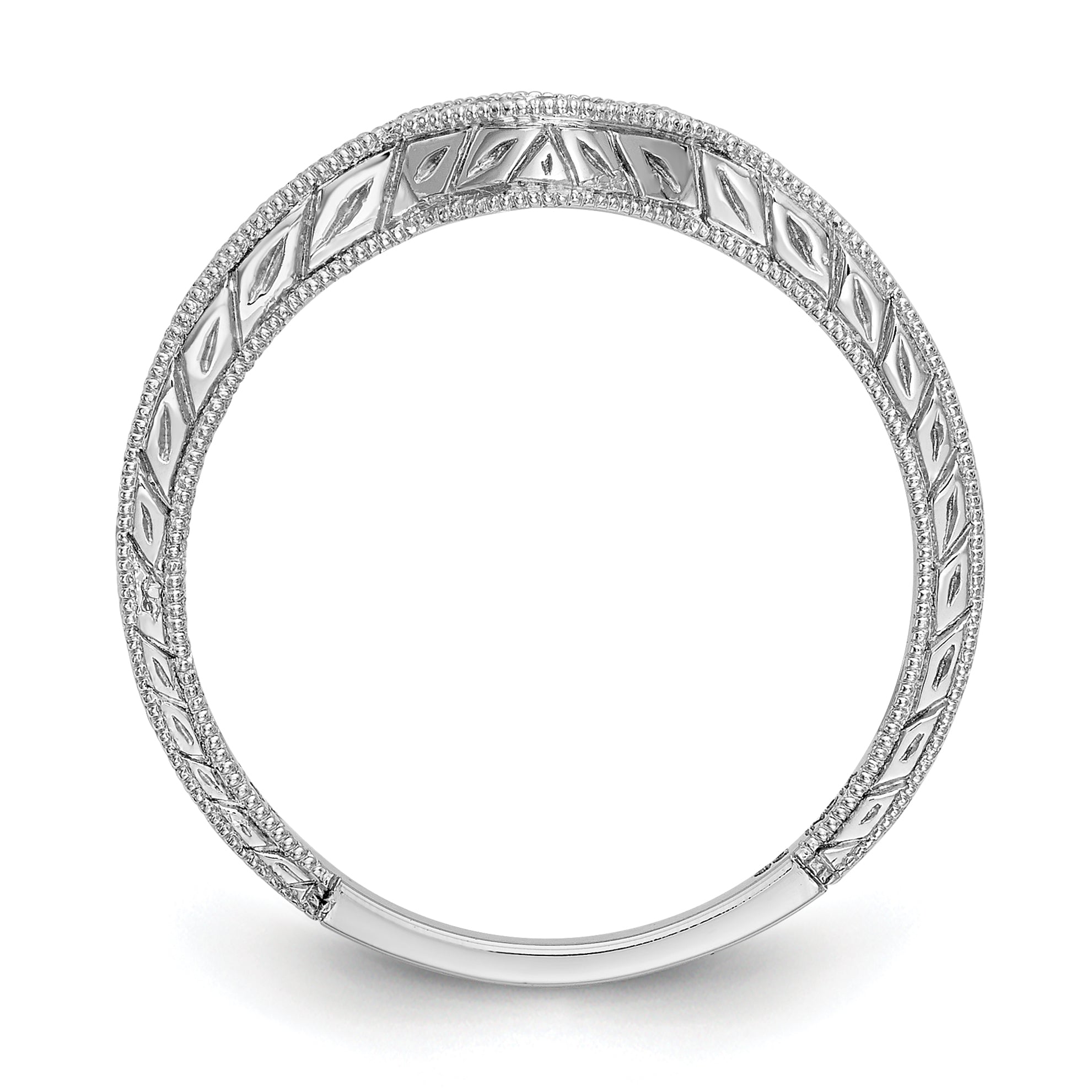 14k White Gold 1/8 carat Diamond Contoured Complete Wedding Band