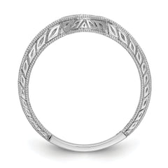 14K White Gold 1/8 carat Diamond Contoured Complete Wedding Band - 7