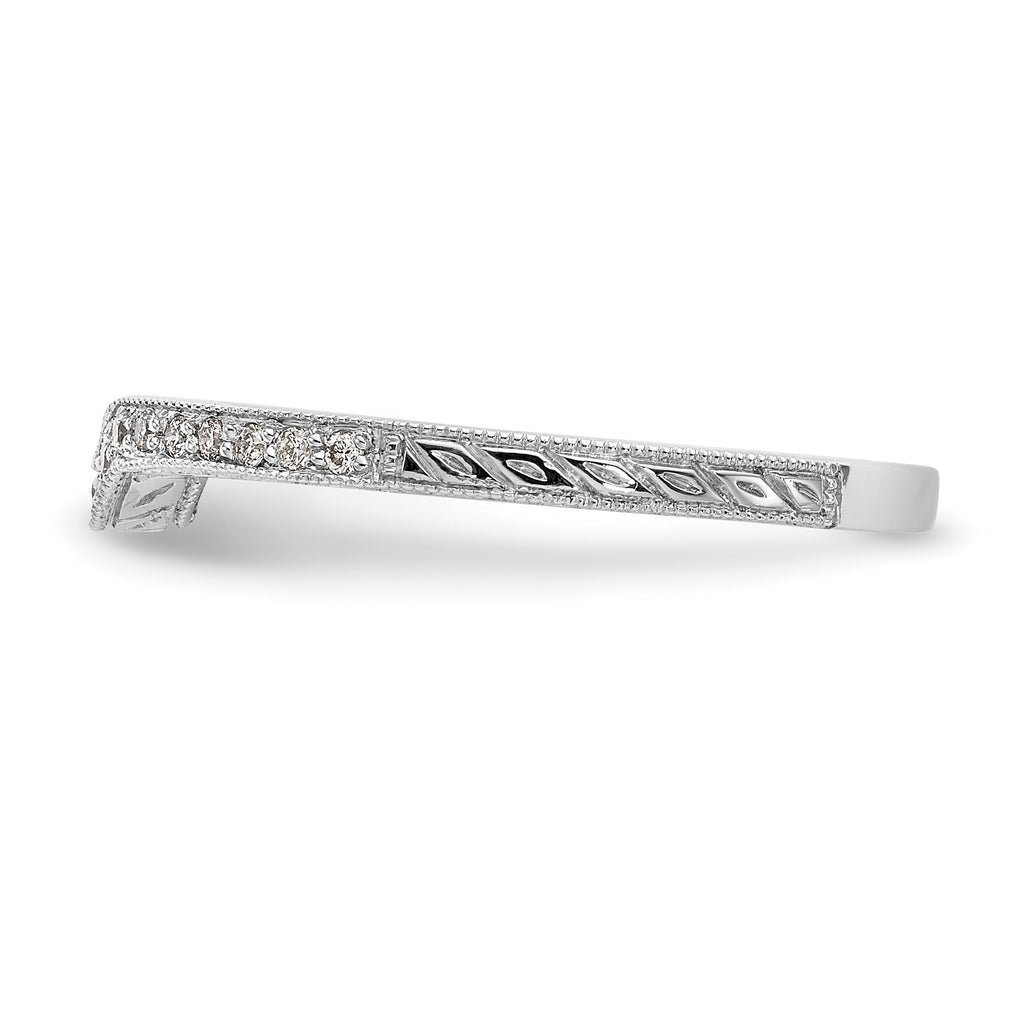 14k White Gold 1/8 carat Diamond Contoured Complete Wedding Band