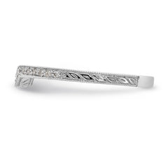 14K White Gold 1/8 carat Diamond Contoured Complete Wedding Band - 7