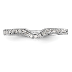 14K White Gold 1/8 carat Diamond Contoured Complete Wedding Band - 7