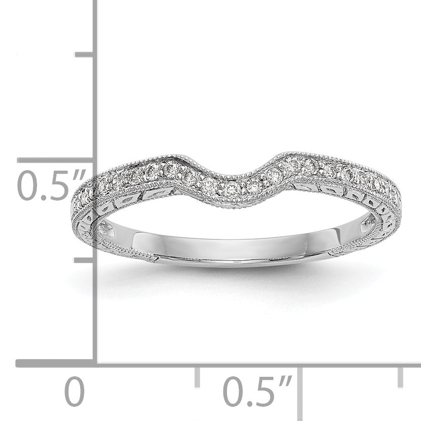 14k White Gold 1/8 carat Diamond Contoured Complete Wedding Band
