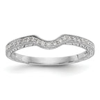 14k White Gold 1/8 carat Diamond Contoured Complete Wedding Band
