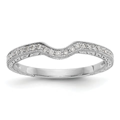 14K White Gold 1/8 carat Diamond Contoured Complete Wedding Band - 7