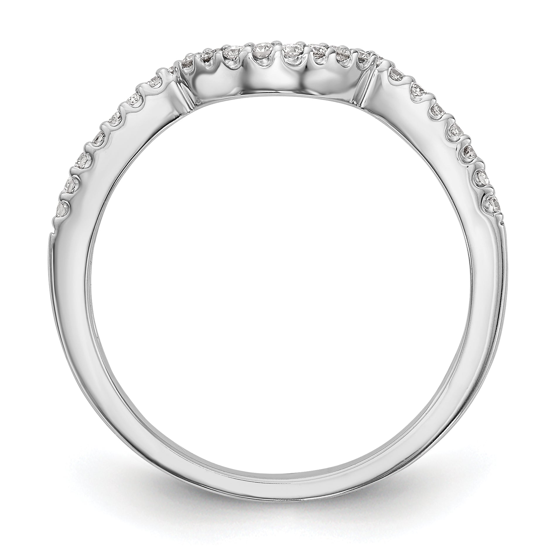 14K White Gold 1/6 carat Diamond Contoured Complete Wedding Band Secondary image