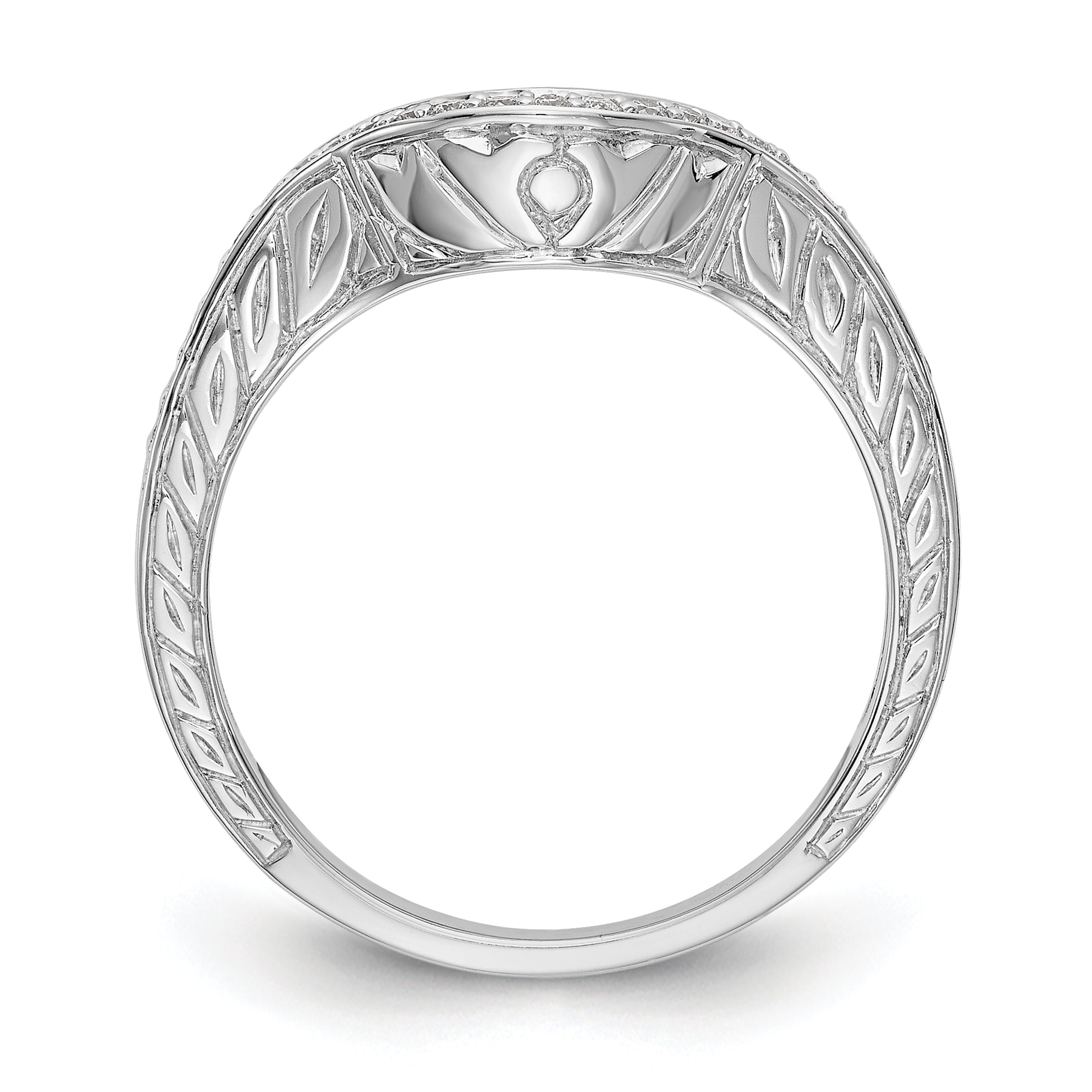 14K White Gold 1/8 carat Diamond Contoured Complete Wedding Band