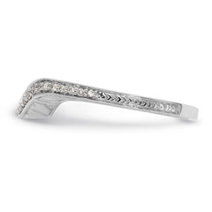 14K White Gold 1/8 carat Diamond Contoured Complete Wedding Band - 7