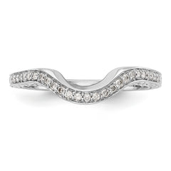 14K White Gold 1/8 carat Diamond Contoured Complete Wedding Band - 7