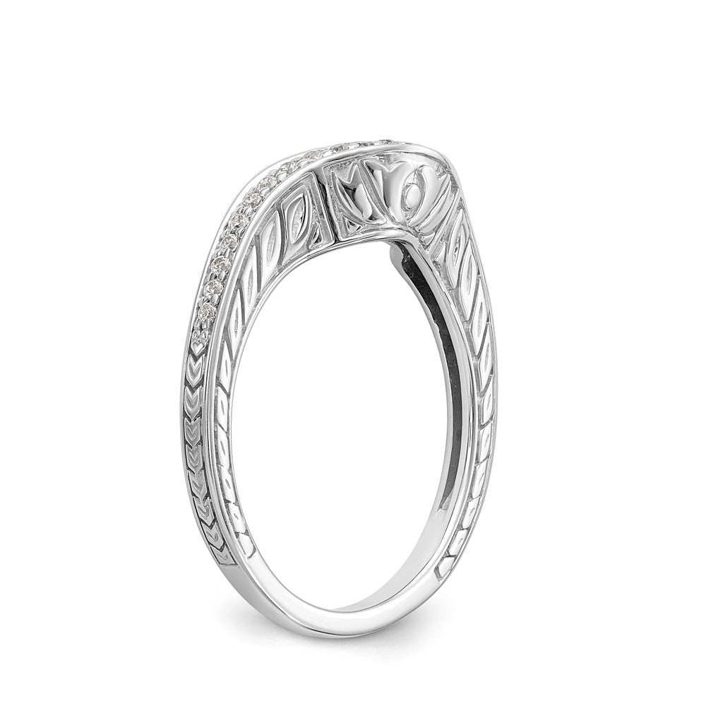 14K White Gold 1/8 carat Diamond Contoured Complete Wedding Band - 7