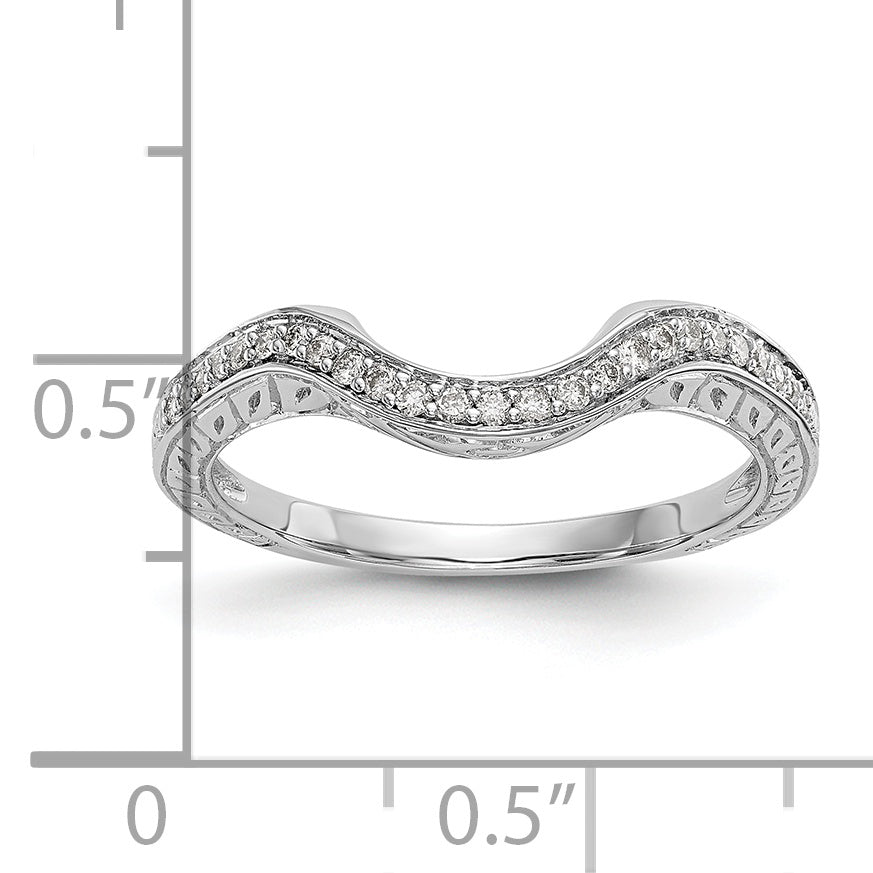 14K White Gold 1/8 carat Diamond Contoured Complete Wedding Band