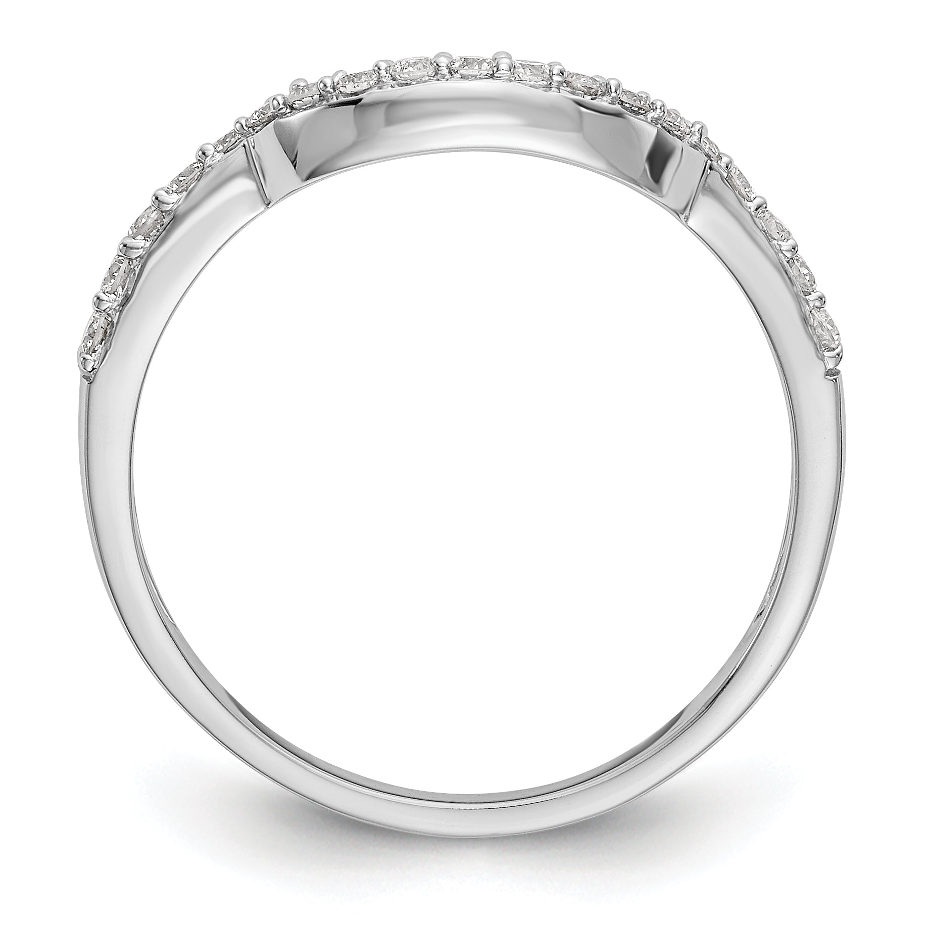 14K White Gold 1/4 carat Diamond Contoured Complete Wedding Band - 7