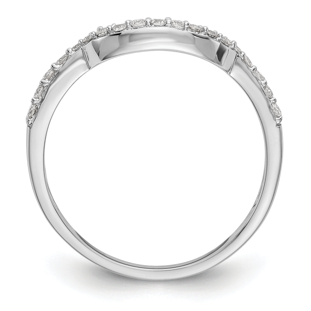 14K White Gold 1/4 carat Diamond Contoured Complete Wedding Band