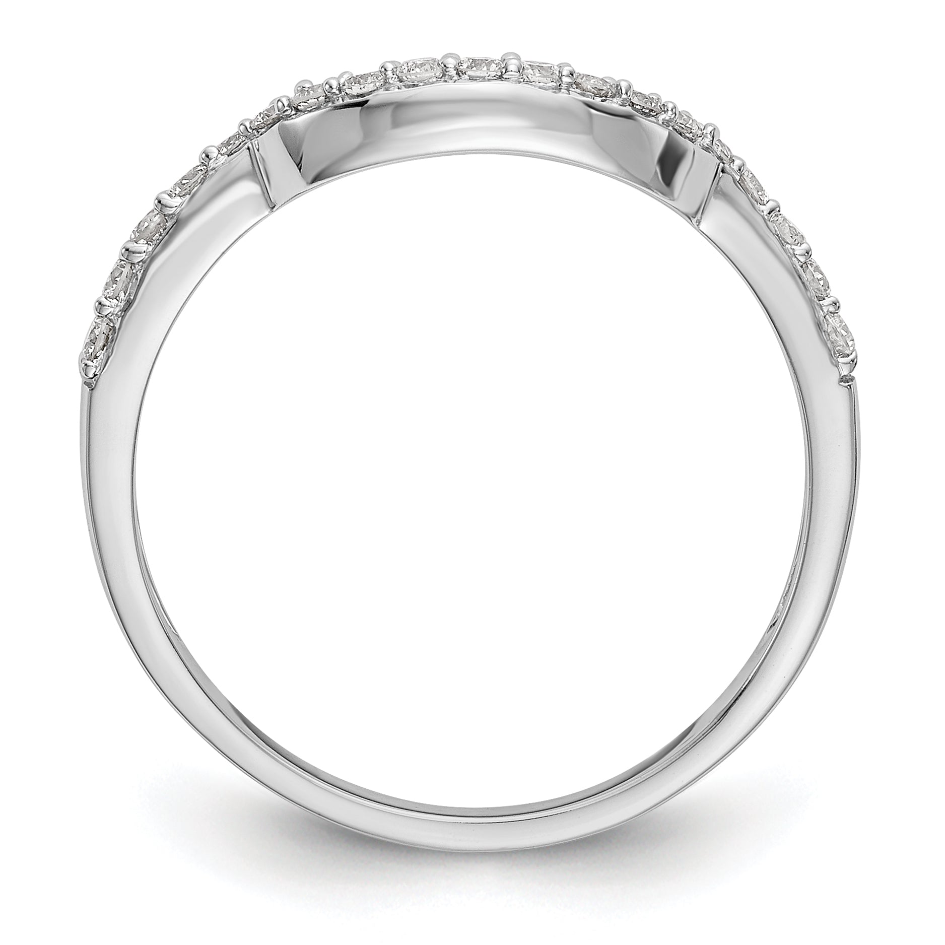 14K White Gold 1/4 carat Diamond Contoured Complete Wedding Band