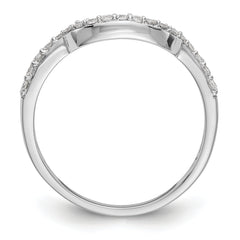 14K White Gold 1/4 carat Diamond Contoured Complete Wedding Band - 7