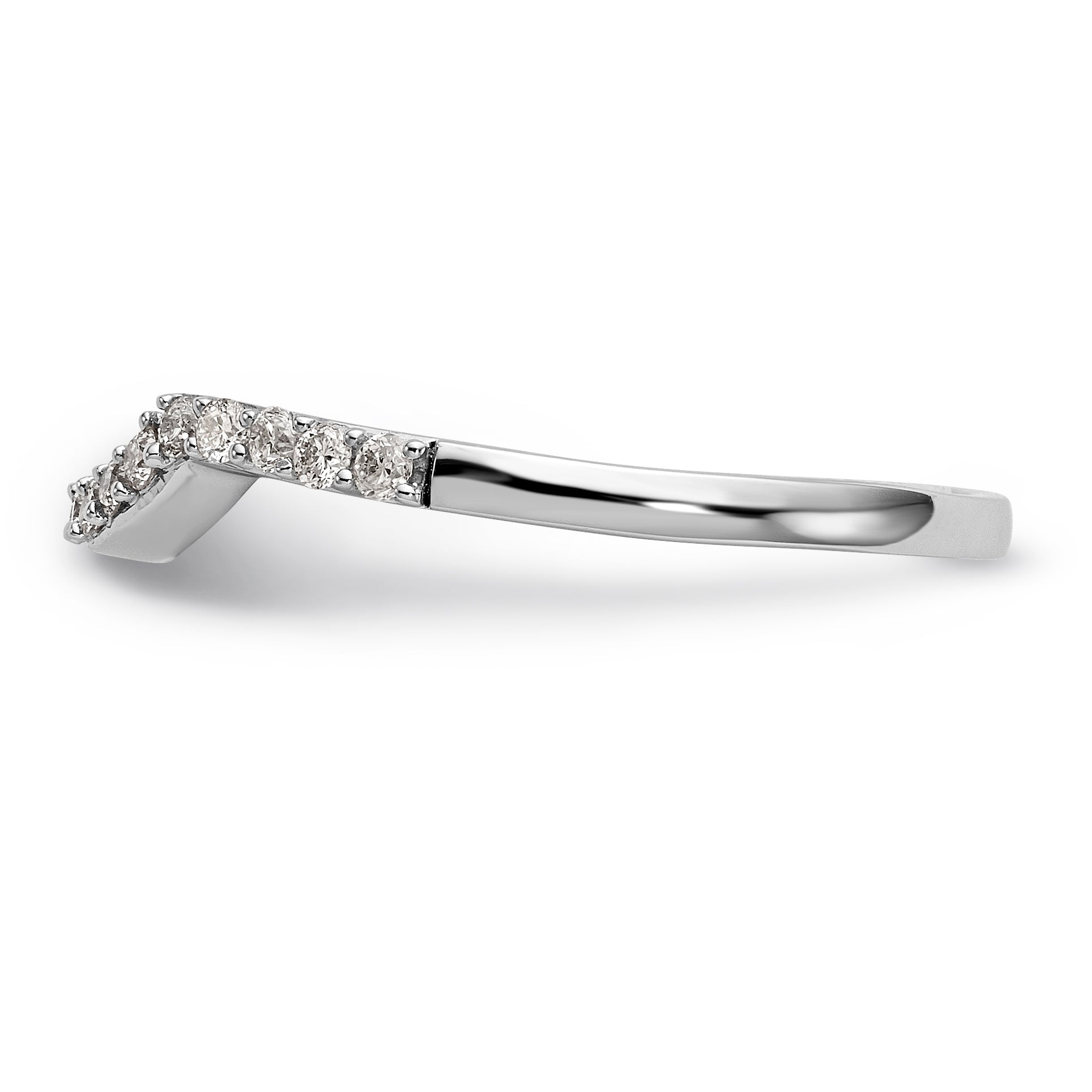 14K White Gold 1/4 carat Diamond Contoured Complete Wedding Band - 7