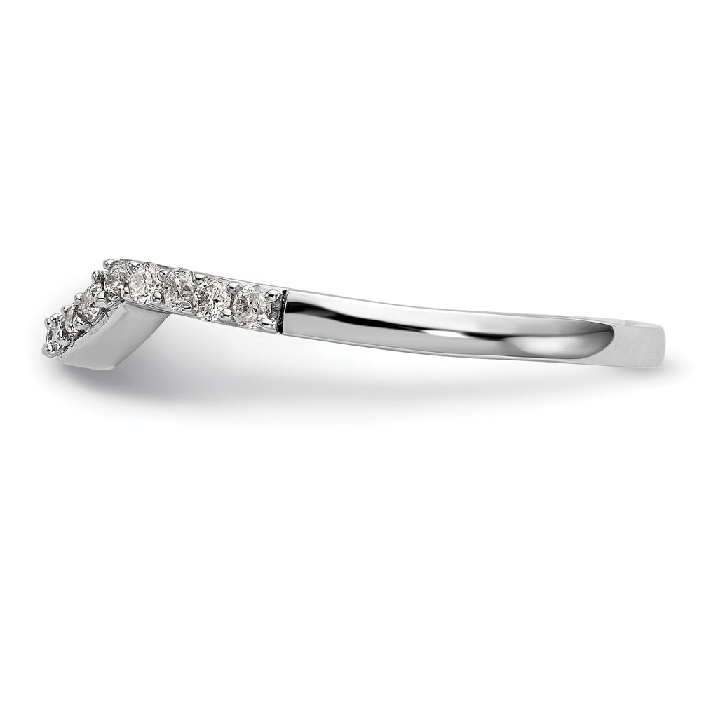 14K White Gold 1/4 carat Diamond Contoured Complete Wedding Band