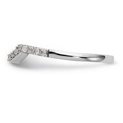 14K White Gold 1/4 carat Diamond Contoured Complete Wedding Band - 7