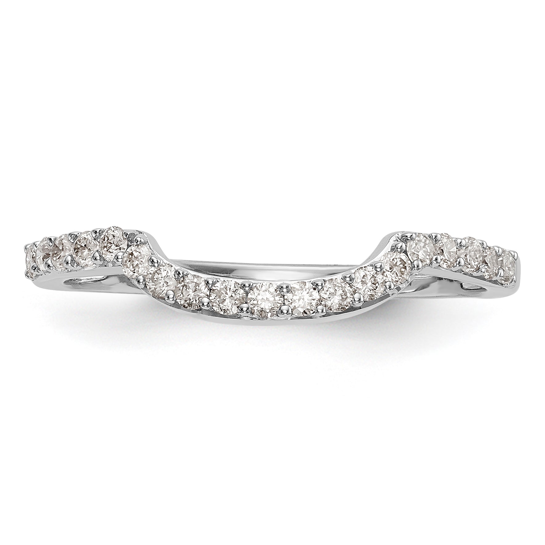 14K White Gold 1/4 carat Diamond Contoured Complete Wedding Band - 7
