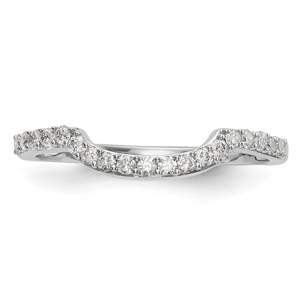 14K White Gold 1/4 carat Diamond Contoured Complete Wedding Band