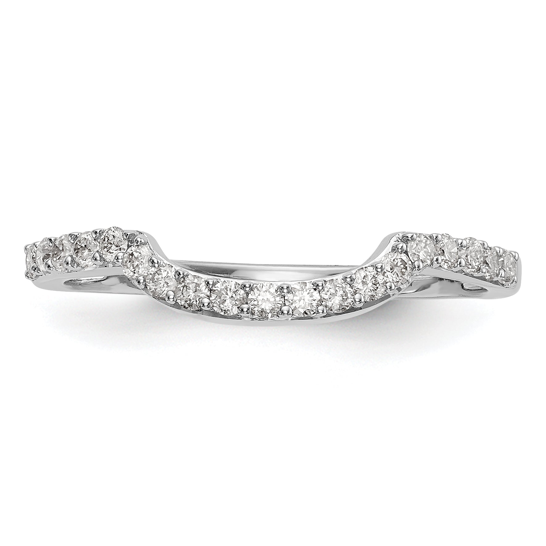 14K White Gold 1/4 carat Diamond Contoured Complete Wedding Band