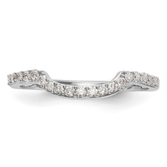 14K White Gold 1/4 carat Diamond Contoured Complete Wedding Band - 7