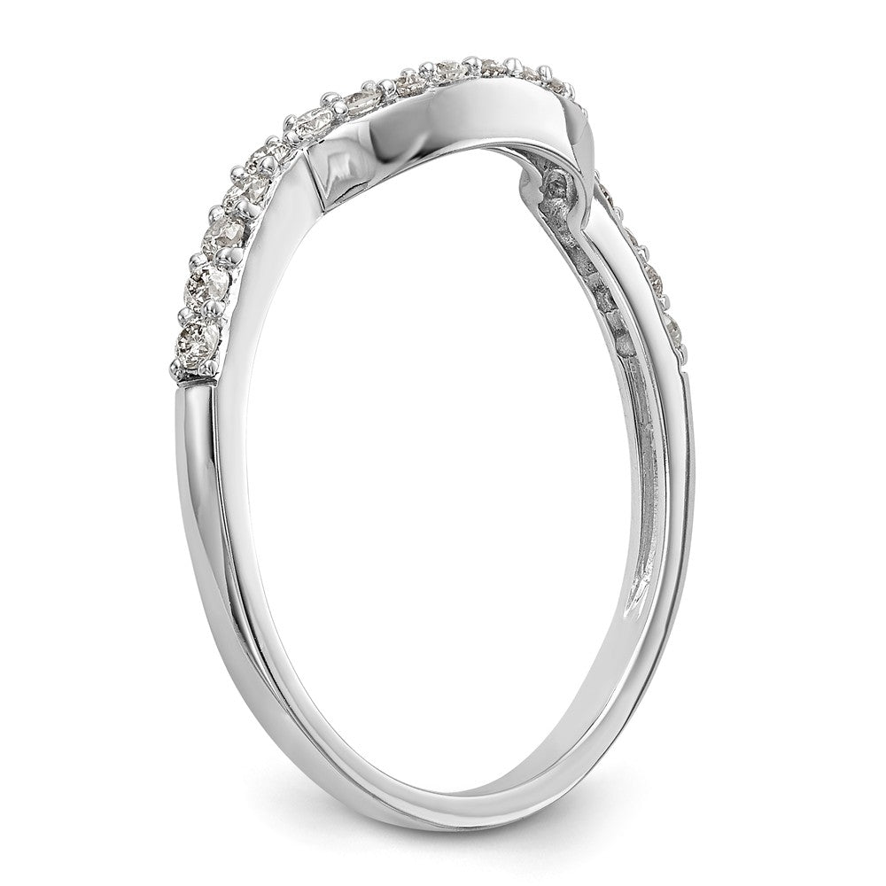 14K White Gold 1/4 carat Diamond Contoured Complete Wedding Band - 7