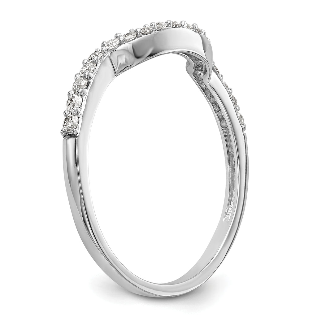 14K White Gold 1/4 carat Diamond Contoured Complete Wedding Band