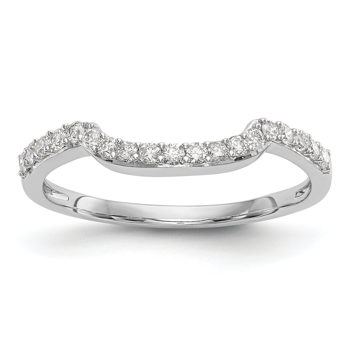 14K White Gold 1/4 carat Diamond Contoured Complete Wedding Band - 7