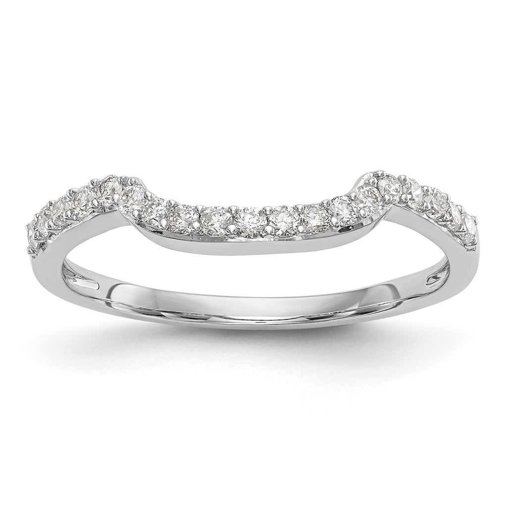 14K White Gold 1/4 carat Diamond Contoured Complete Wedding Band
