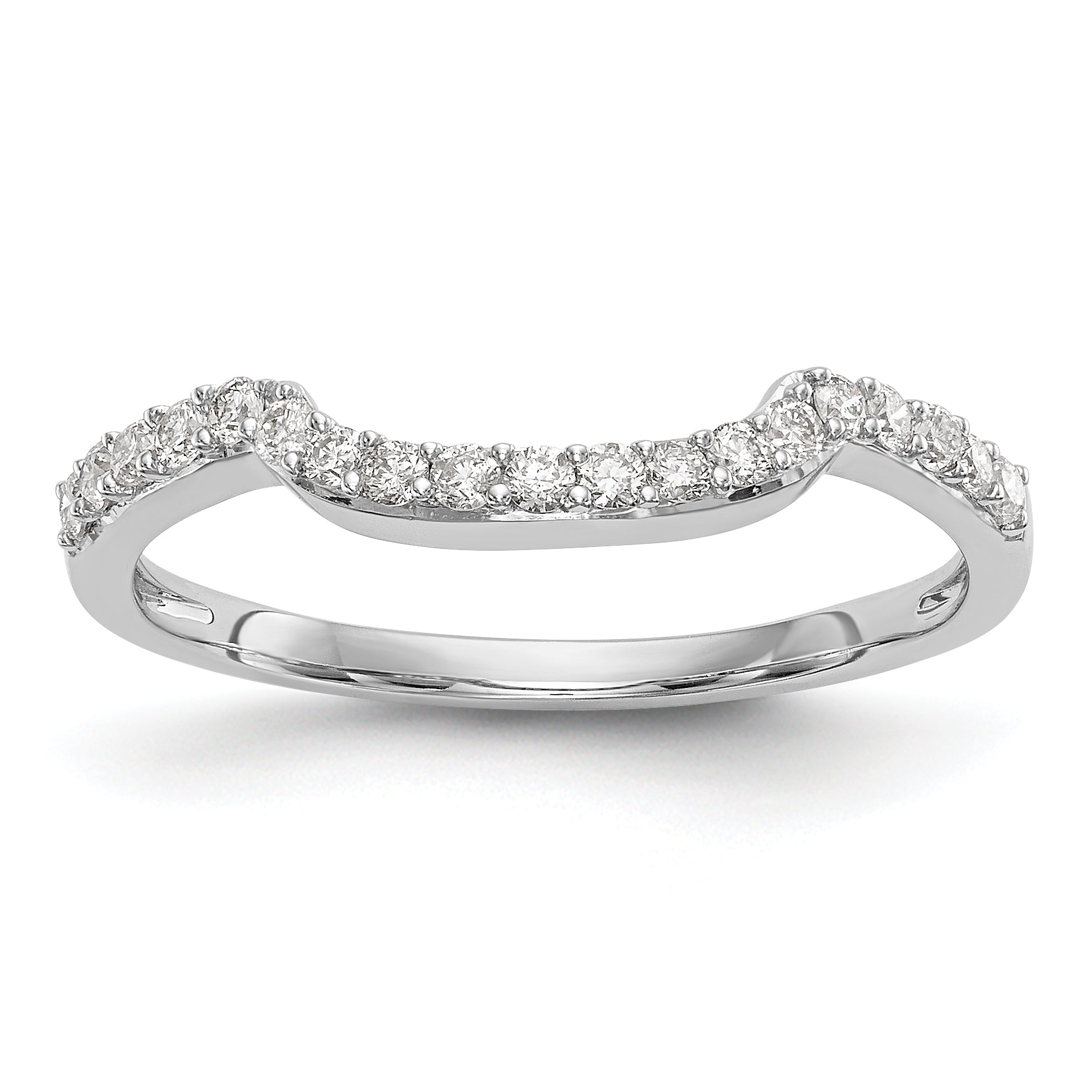14K White Gold 1/4 carat Diamond Contoured Complete Wedding Band