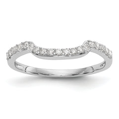 14K White Gold 1/4 carat Diamond Contoured Complete Wedding Band - 7