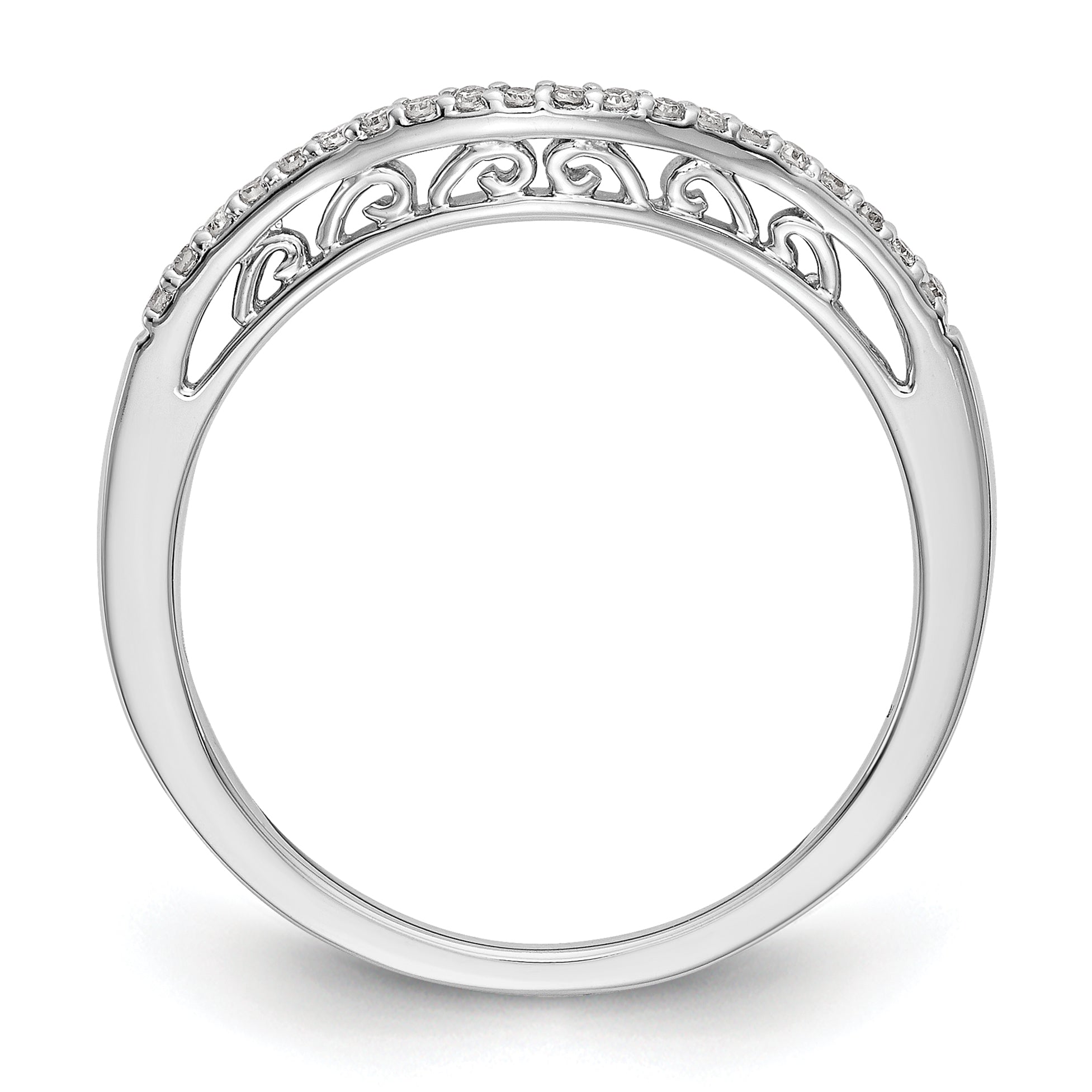 14K White Gold 1/15 carat Diamond Contoured Complete Wedding Band