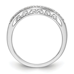 14K White Gold 1/15 carat Diamond Contoured Complete Wedding Band - 7
