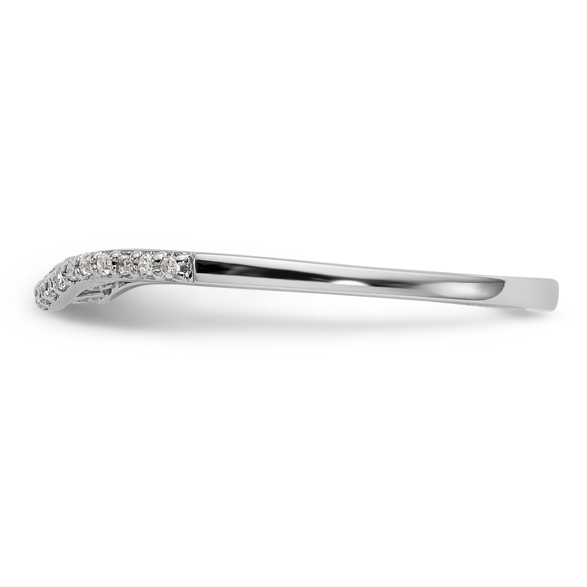 14K White Gold 1/15 carat Diamond Contoured Complete Wedding Band - 7