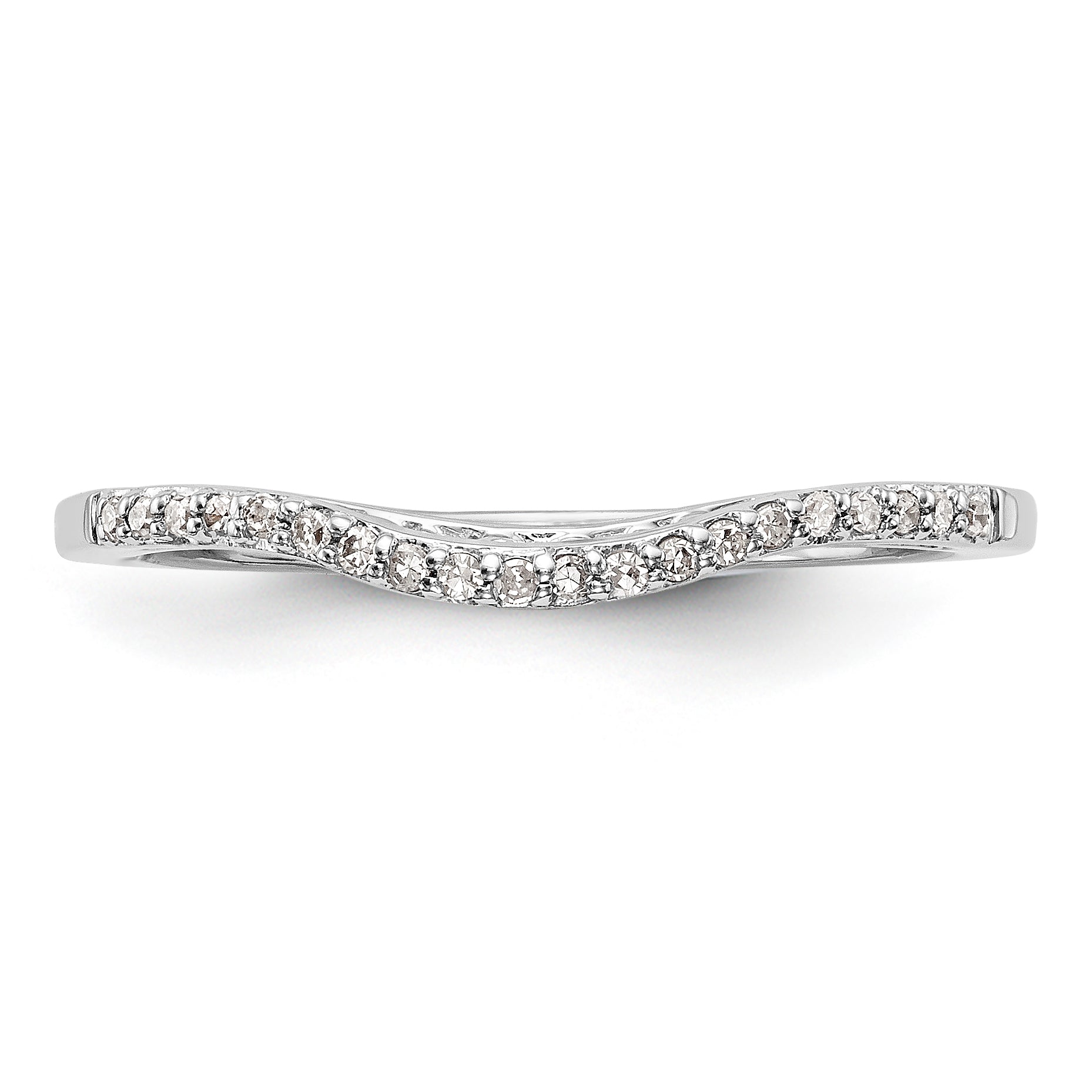 14K White Gold 1/15 carat Diamond Contoured Complete Wedding Band - 7