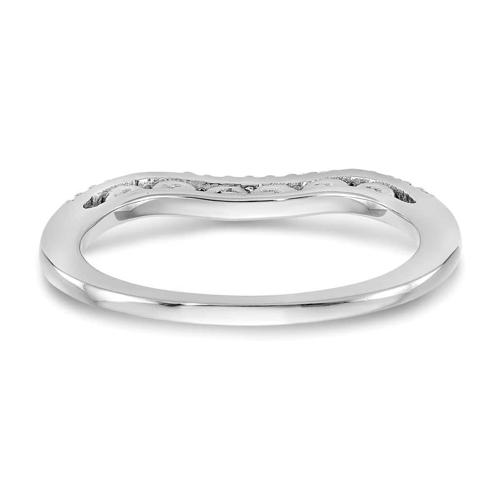 14K White Gold 1/15 carat Diamond Contoured Complete Wedding Band
