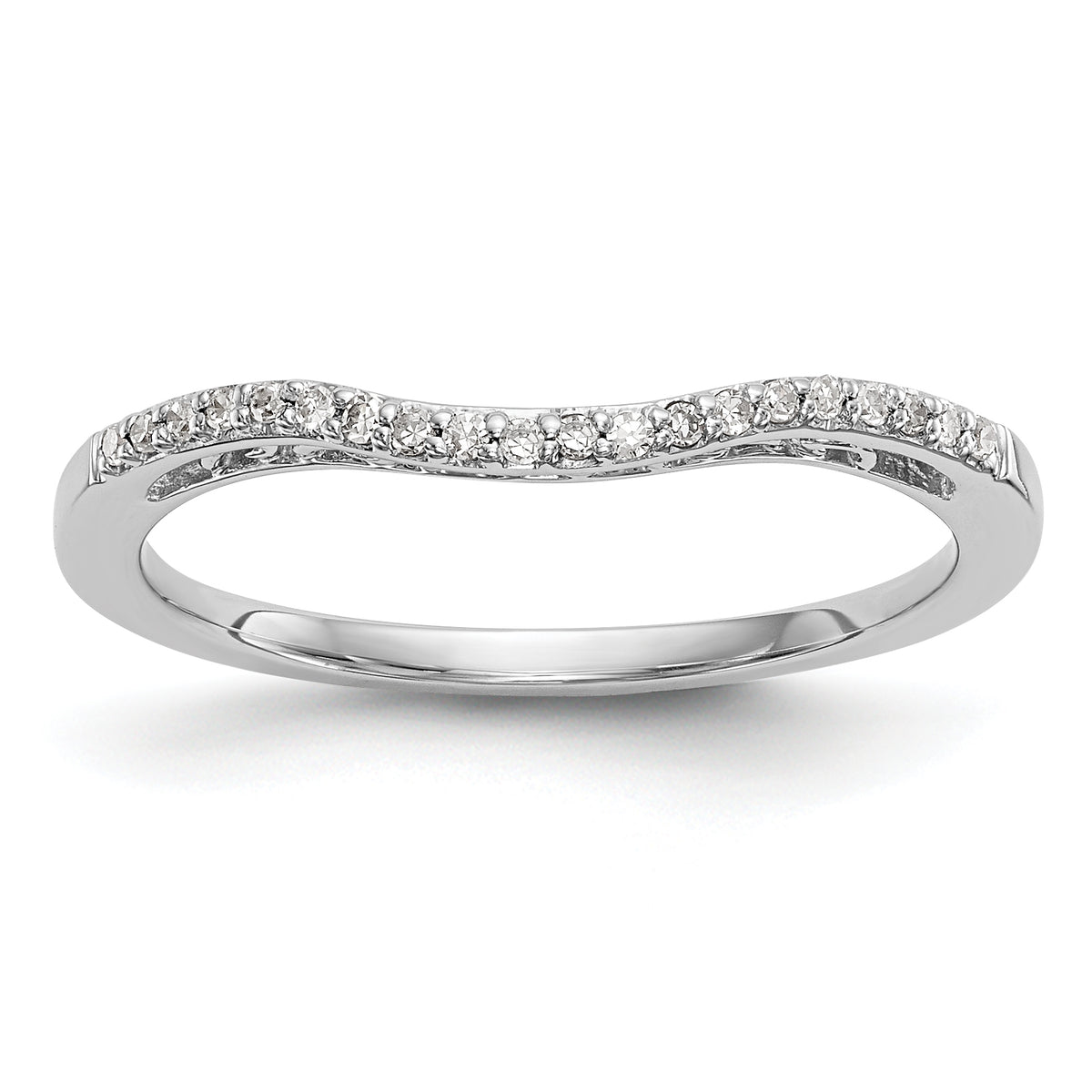 14K White Gold 1/15 carat Diamond Contoured Complete Wedding Band - 7