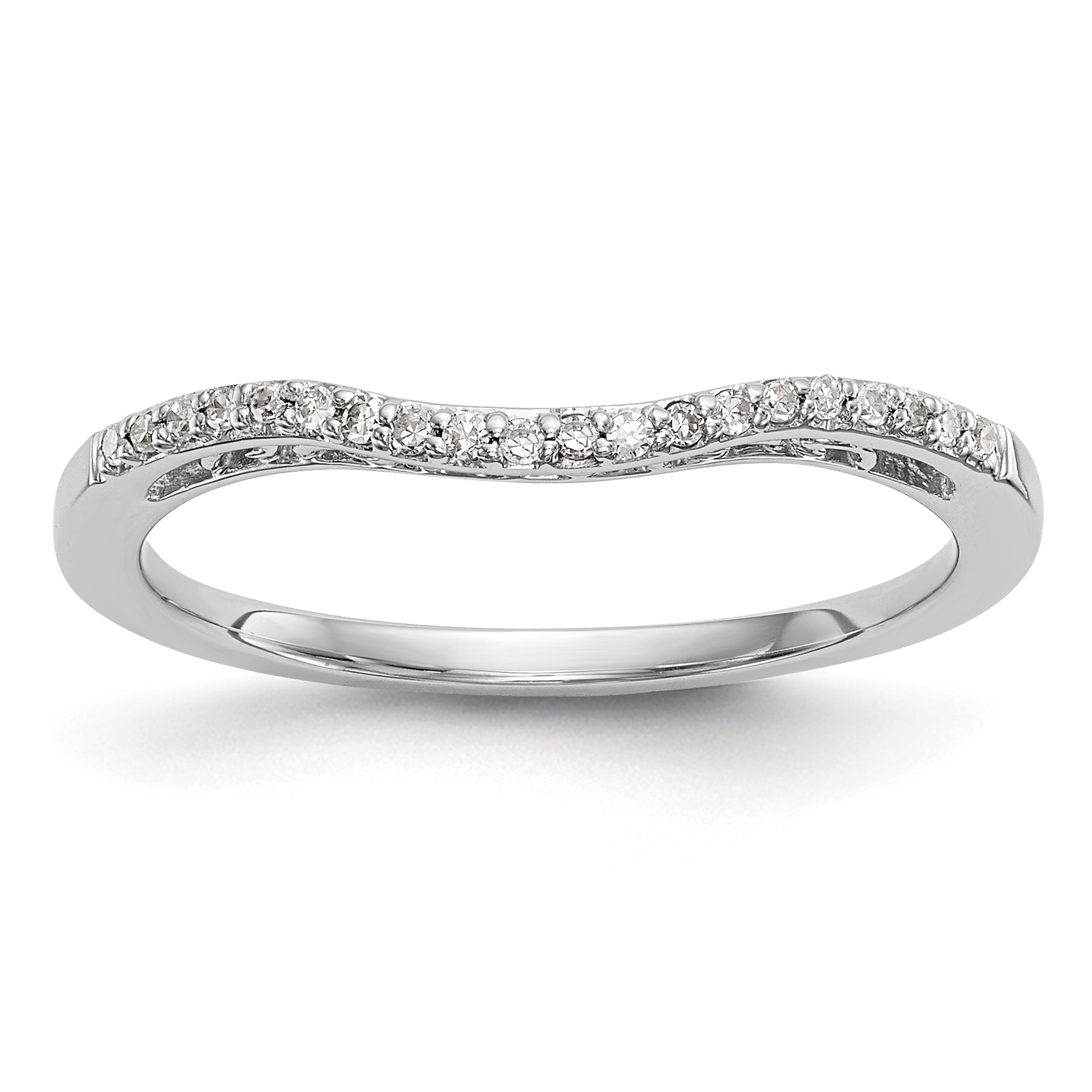 14K White Gold 1/15 carat Diamond Contoured Complete Wedding Band Main image