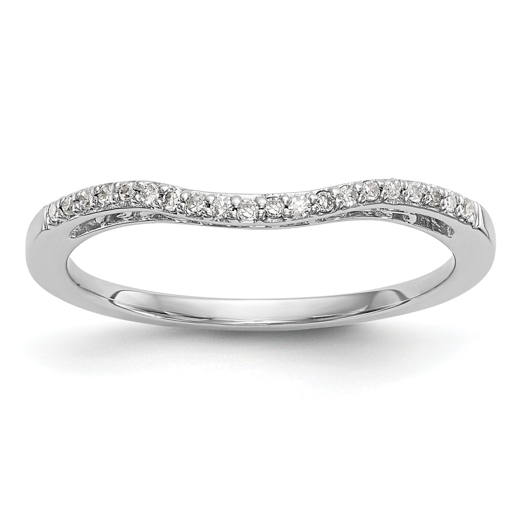 14K White Gold 1/15 carat Diamond Contoured Complete Wedding Band