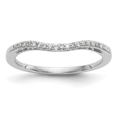 14K White Gold 1/15 carat Diamond Contoured Complete Wedding Band - 7