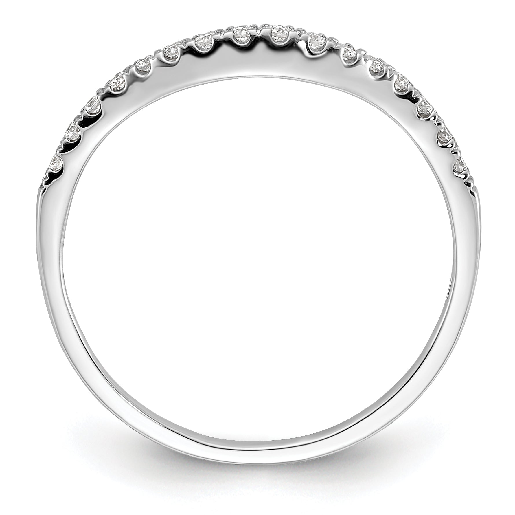 14K White Gold 1/10 carat Diamond Contoured Complete Wedding Band
