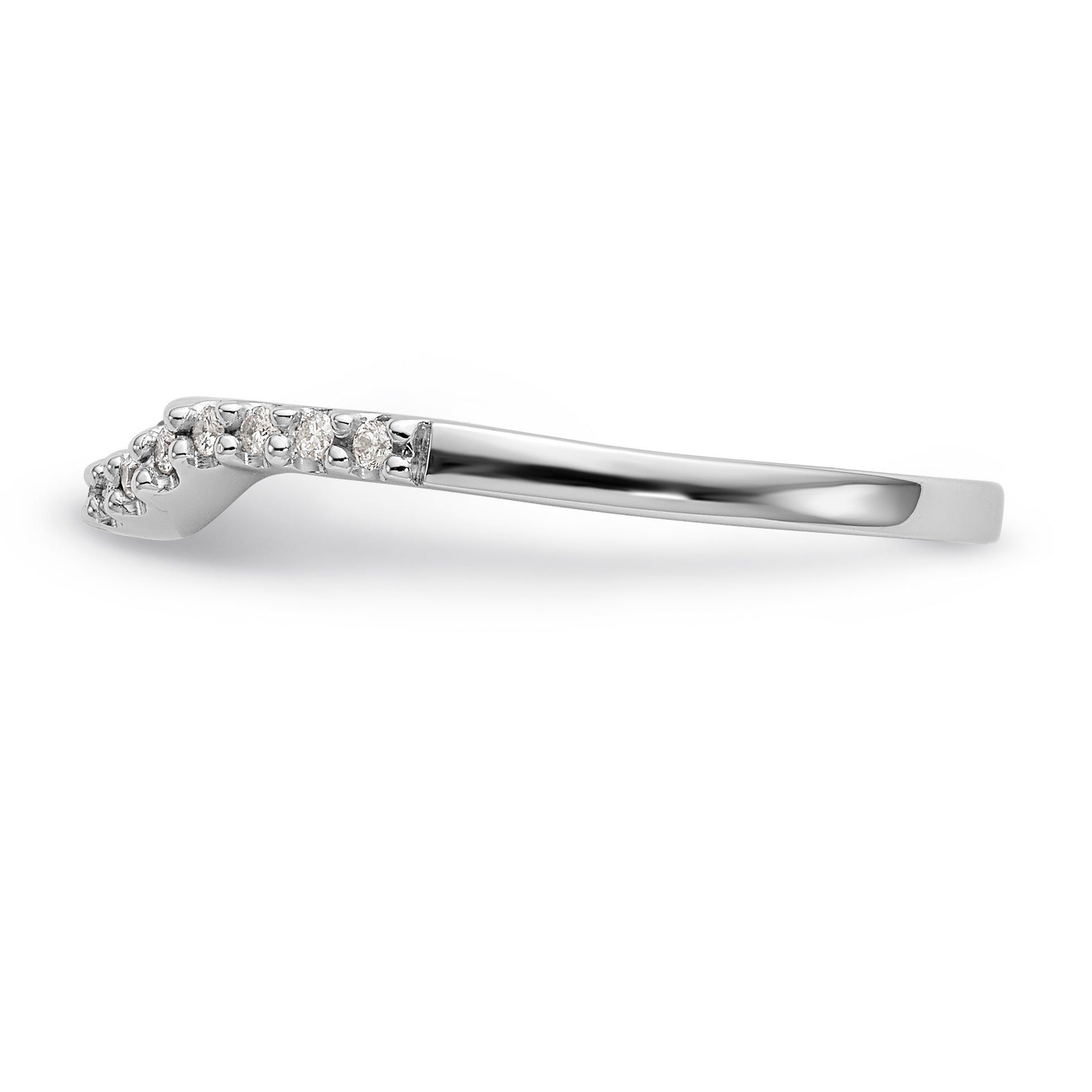 14K White Gold 1/10 carat Diamond Contoured Complete Wedding Band - 7